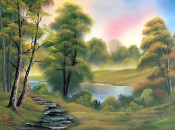 フリーハンド Painting - 春の湖BR風景